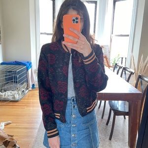 Sanctuary Floral Bomber Jacket with Gold Trim